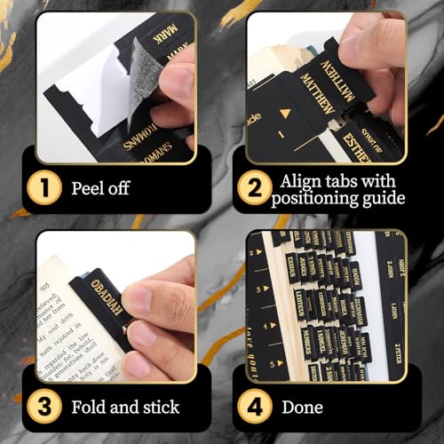 Leather Bible Tabs, Bible Tabs for Women and Men(Gold Foil Lettering) Large Print Stickers, Easy to Read and Apply, 66 Chapters & 14 Blank DIY Labels for Easy Navigation, Christian Accessories(Black) - style: Leather Black