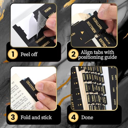 Leather Bible Tabs, Bible Tabs for Women and Men(Gold Foil Lettering) Large Print Stickers, Easy to Read and Apply, 66 Chapters & 14 Blank DIY Labels for Easy Navigation, Christian Accessories(Black) - style: Leather Black