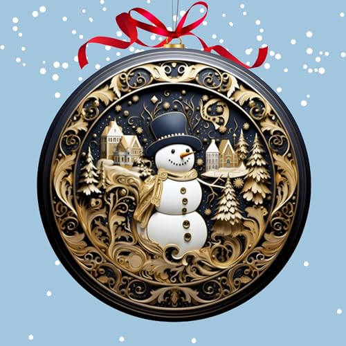 2025 Snowman Christmas Ornament – Elegant Black and Gold Holiday Ornament – Winter Tree Decoration Gift – Dated Christmas Ornament 2025 – Navidad Snowman Ornaments for Tree - color: Snowman05