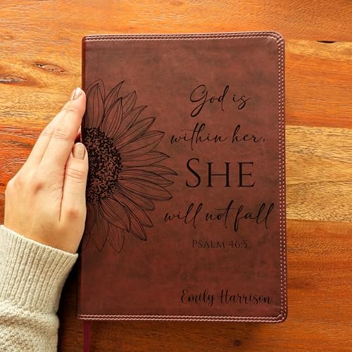 SacredBound Personalized ESV Super Giant Print Bible – Burgundy TruTone Faux Leather | Custom Name Engraved | English Standard Version with 17-Point Font & Full-Color Maps (Sunflower)