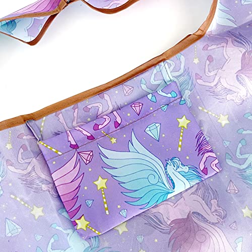 allydrew Large Foldable Tote Nylon Reusable Grocery Bags - color: Set of 2, Pegasus, size: Large & Small (Set of 2)