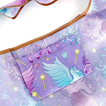 allydrew Large Foldable Tote Nylon Reusable Grocery Bags - color: Set of 2, Pegasus, size: Large & Small (Set of 2)