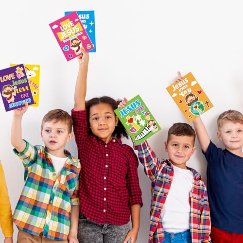 Dvbonike 48Pcs Jesus Loves You Coloring Books Religious DIY Color-in Pages - color: C-Jesus Loves You (48Pcs)