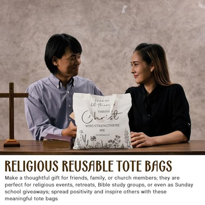 Aliceset Bible Verse Tote Bags, Canvas Floral Church Gift - style: Classic