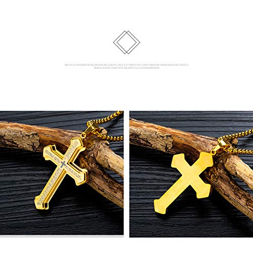 OLEVS Men's Cross Pendant Necklace Large Stainless Steel Cross Pendant Necklace for Men Women - color: gold
