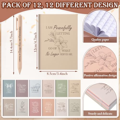 Mooliwe 24 Pcs Affirmation Notebooks Pens Bulk Gifts, Gratitude,Earth Tones - style: Earth Tones