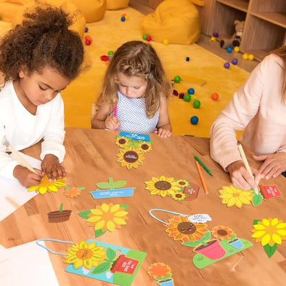 CroBlissful 24 Set Sunflower Craft Kit - God Says You are Sunflower DIY Religious Christian Bible Craft Kit for Sunday School, VBS, Church, Classroom Activities