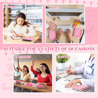 10 Pcs Pink Christian Gift Inspirational Notebook and Ballpoint - color: Pink