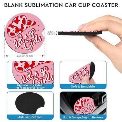 2 Pack Pink Cowgirls Car Cup Holder Coasters Universal Neoprene Coasters - color: Lets Go