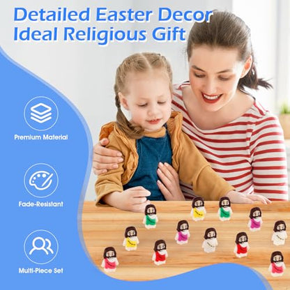 30PCS Little Jesus Figures, 10 Color Tiny Jesus Figurines in Bulk, Mini Jesus Figure Religious Gifts for Easter Egg Stuffers Fillers, Christian Valentines Gifts for Kids Women Mom (30PCS)
