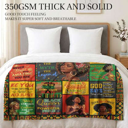 Jekeno Black Queen Melanin Gifts Blanket African American Throw Blanket - color: Black Queen, size: 50x60 Inch