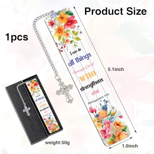 Christian Metal Bookmarks Gifts, Inspirational Verse Bible Bookmark, Religious Gifts for Women, Bible Study Supplies for Book Lovers Men Friend Bookworm, Christmas Graduation Gift - style: I can do all things Through Christ WHO strengthens