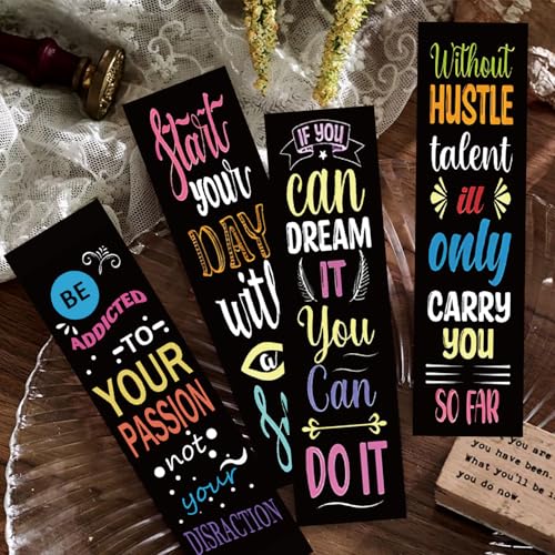 30 Pack Motivational Bookmarks - Inspirational Quotes Page Markers for Book Lovers, Students & Teachers - Colorful Positive Reading Accessories for School, Office & Book Gifts - color: Colorful Inspiration