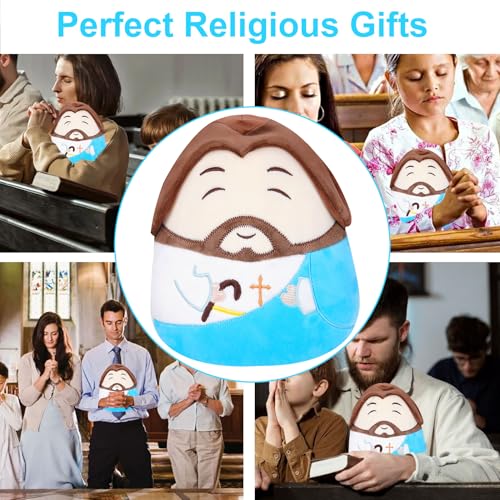 Jesus Plush Pillow Christian Gifts - Jesus Stuffed Animal Perfect Religious with Prayer Design Blue 10 Inch - style: Blue Jesus Pillow