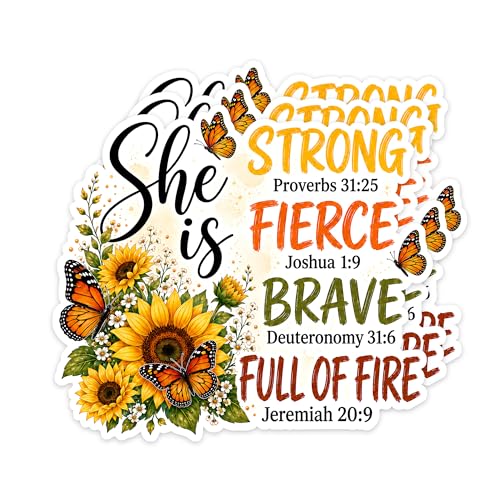 [3PCS] Women Empowerment Stickers, Sunflower Butterfly Design, Christian - color: Women Empowerment Stickers