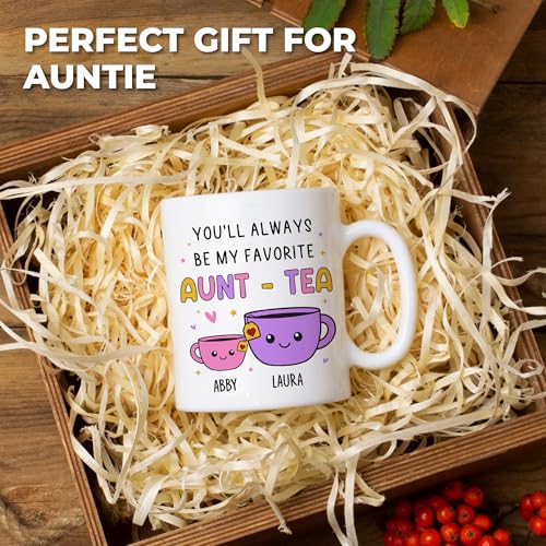 Custom Gifts For Aunt, Auntie - My Favorite Aunt-tea Gift, Funny Best Aunty Mug with Custom Name - Perfect Birthday, Christmas Gifts For Auntie From Niece, Nephew - color: Auntea Customizable