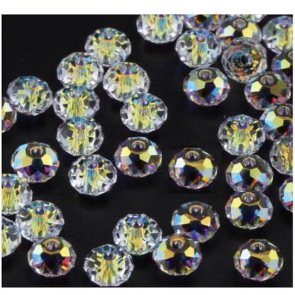 24pcs Adabele Austrian 6mm Faceted Rondelle Crystal Beads Clear AB - color: Crystal AB, size: 4mm x 6mm - 24pcs