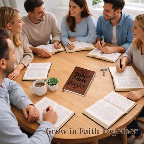 Bible Study Guide for Women – 66 Pages Bible Study Guides with Scripture Summaries, Daily Reflection & Prayer Journal, Christian Devotional Notebook with PU Leather Cover (Brown)
