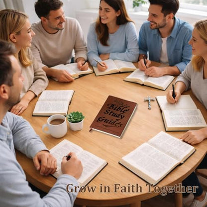 Bible Study Guide for Women – 66 Pages Bible Study Guides with Scripture Summaries, Daily Reflection & Prayer Journal, Christian Devotional Notebook with PU Leather Cover (Brown)