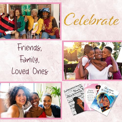African American Birthday Cards Assortment Box – 18 Greeting Cards with Envelopes, Beautiful Black Women Designs – Birthday Gift for Women - style: Assortment 840