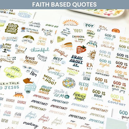 bloom daily planners x Cleerely Stated Rooted in Faith Sticker Pack - 8 Sheets /540 Stickers - Christian Planner Stickers for Journaling, Religious Encouragement, Bible Study, Prayer - Earth Tones - color: Earth Tones