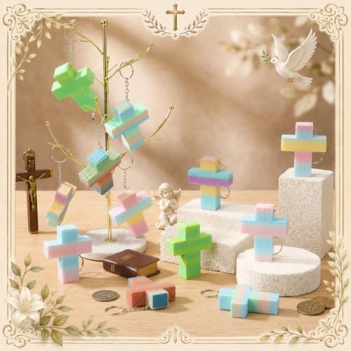 Kenning 12 Pcs Christian Clicker Keychain 3D Fidget Toy - style: Colored Cross