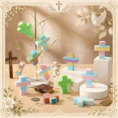 Kenning 12 Pcs Christian Clicker Keychain 3D Fidget Toy - style: Colored Cross