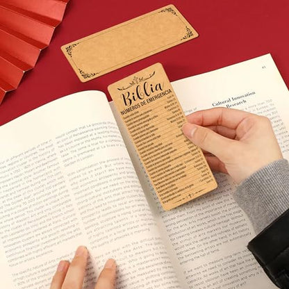 120Pcs Spanish Bible Emergency Numbers Bookmarks 2.28 X 5.31 in - color: Kraft Paper
