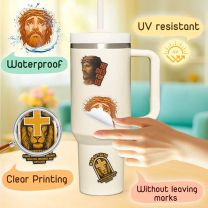 4 Pcs Jesus Stickers - Religious Christian Waterproof Vinyl Decals - color: Jesus Christ Stickers