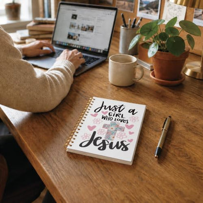 Christian Bible Verse Gifts Notebook Journal for Women, 5.5×8.3 Inch - style: just a girl who love jesus