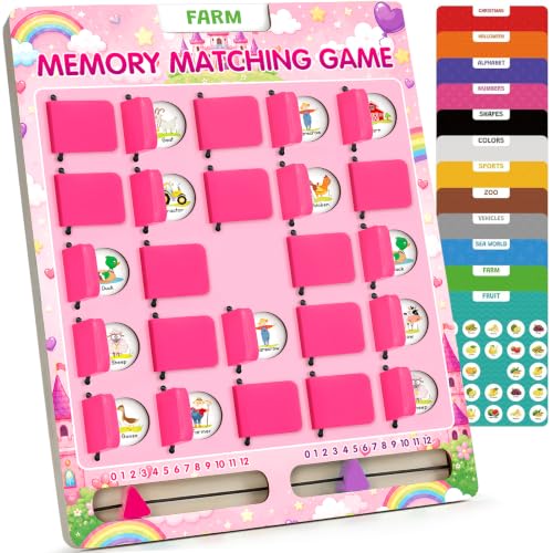 Matching Memory Game for Kids, Pink - color: Pink