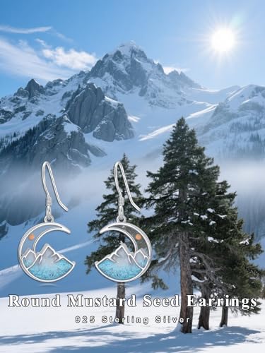 Dorunmo 925 Sterling Silver Mustard Seeds Dangle Earrings for Women Mountains Earrings Hypoallergenic Christmas Jewelry Gifts for Women - style: Mustard Seeds-Moon