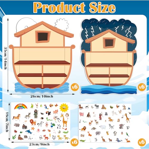 Thyle 12 Set Noahs Ark Sticker Scene Craft Kit for Kid,Sunny and Rainy Days - style: Sunny and Rainy Days