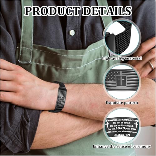 Cross Bracelet for Men, Clasp Religious Bracelet with Engraved Cross Charm, Inspirational Christian Gifts for Men, Bible Verse Bracelets, Adjustable Wristband for Daily Wear,Jesus Bracelets,Daily Bible Verse Bracelet