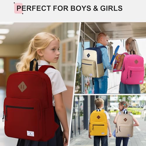 VX VONXURY Kids Backpack for School Travel,16.7 Inch Lightweight Bookbag - color: Red