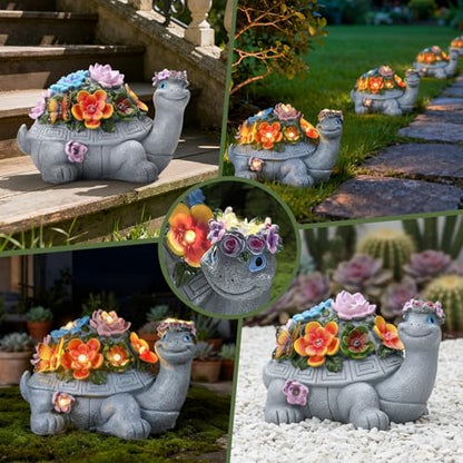 Large Solar Turtle Garden Statue,Outdoor Animal Statues for Garden,Yard,Lawn,Patio,Porch, Balcony, Unique Birthday Gifts for Mom, Women, and Grandma - size: Turtle