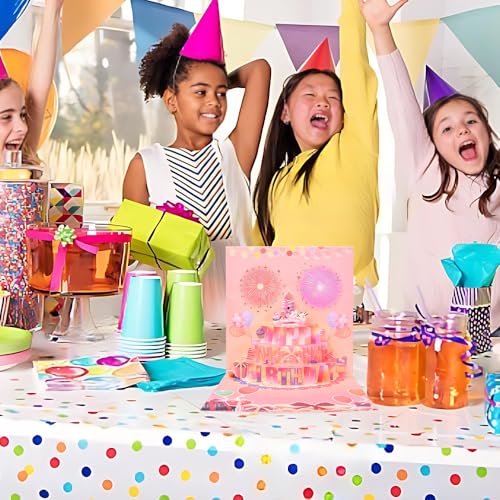 3D pop-up music birthday card - LED Light Cake Greeting Card - color: Cake - Pink