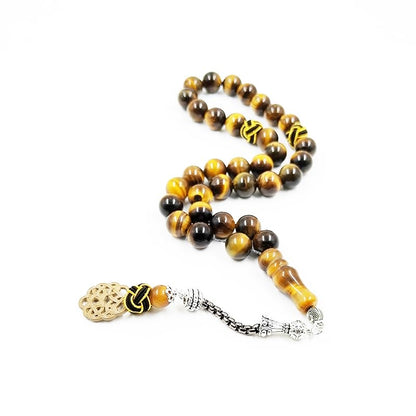 albasha Tasbih Natural Tiger eye stone With Tabizon handmade Muslim rosary bead Misbaha beads Islamic gift - size: 10mm x 33beads