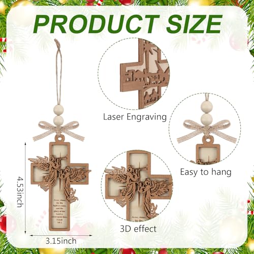 Vercraft 24 Pcs Wooden Cross Christian Christmas Ornaments, Vintage Style