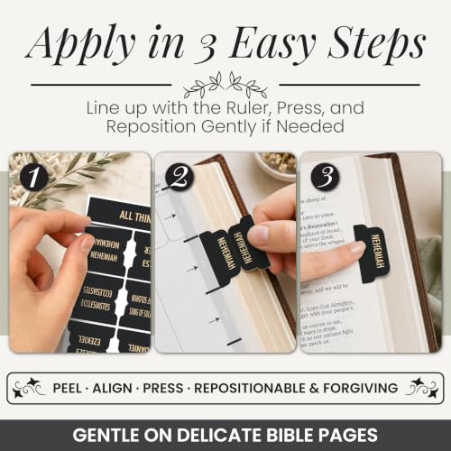 90 Christian Bible Tabs for Women, Men, and Kids - Black Version - color: Black