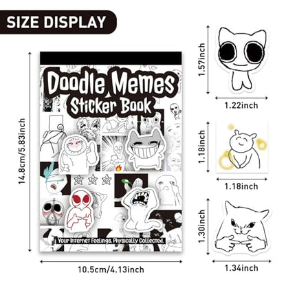 PRSTINCOL Meme Sticker Book, 36 Sheets 460+ Pcs, Black and White Funny Meme Stickers for Adults and Teens, Die Cut Vinyl Stickers for Journaling Scrapbooking DIY - color: Meme