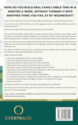 The Simple Family Bible Study Guide: No-Guilt Family Bible Time with Weekly Screen-Free Studies, Prayers, and Questions (Bible Study Essentials)