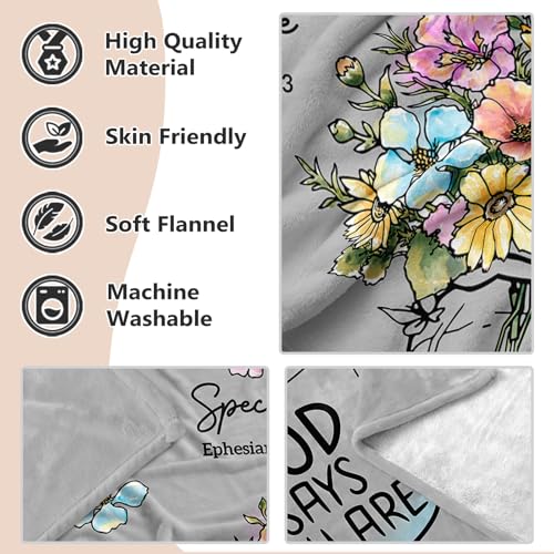Christian Religious Gifts for Women, Grey Christian Blanket 80''x 60'' - color: Grey, size: 80"x60"