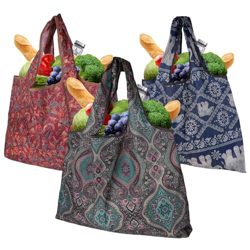 Large Foldable Grocery Bag Set of 3 Reusable Shopping Bags