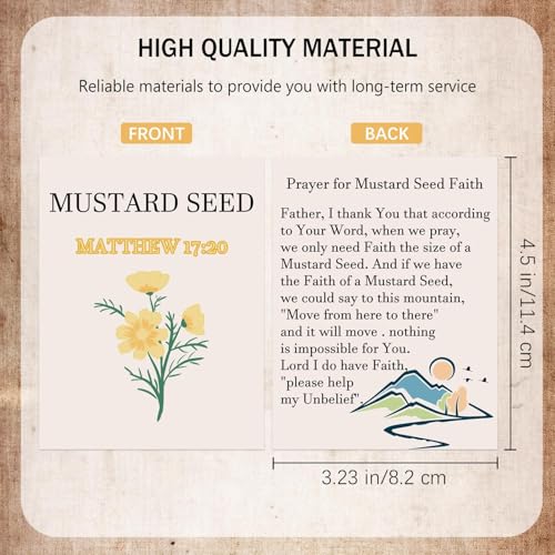 Well Tile 100 Pack Mustard Seed Holy Cards Christian Prayer Card 3.2 × 4.5 Inch-Double-Sided Faith Cards Matthew 17: 20 Faith Prayer Kit - color: Beige