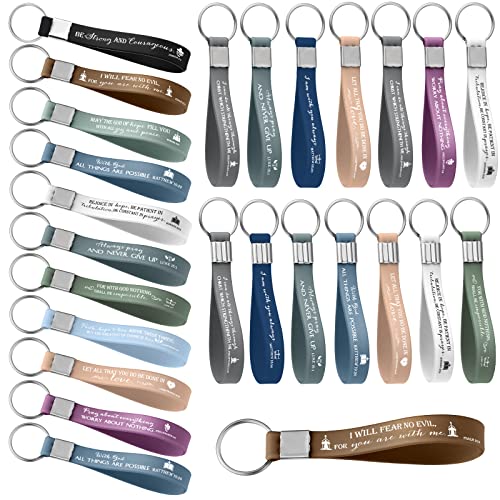 Sureio 36 Pcs Inspirational Christian Gift Silicone Keychain Bulk Religious Bible Verse Church Gift for Women Men Grandparent - color: Mixed Color