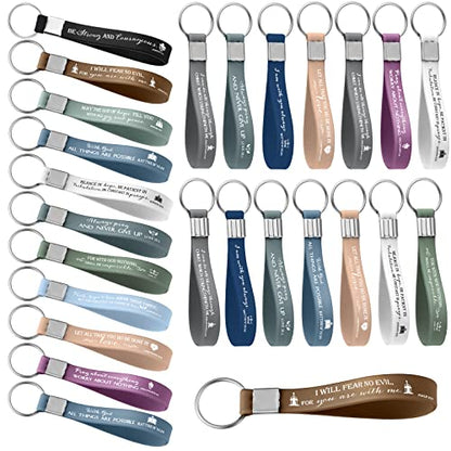 Sureio 36 Pcs Inspirational Christian Gift Silicone Keychain Bulk Religious Bible Verse Church Gift for Women Men Grandparent - color: Mixed Color