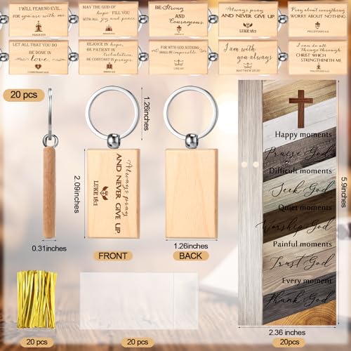 Spakon 20 Sets Christian Gifts Bulk, Scripture Keychain Pen Bookmark Set