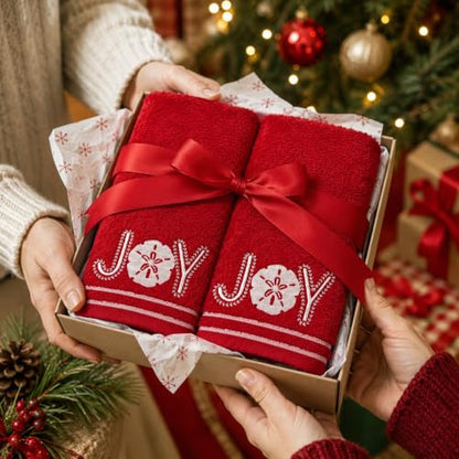 Christmas Red Guest Hand Bathroom Towels, Coastal Ocean Shell Joy, 16x26" - color: Shell Joy