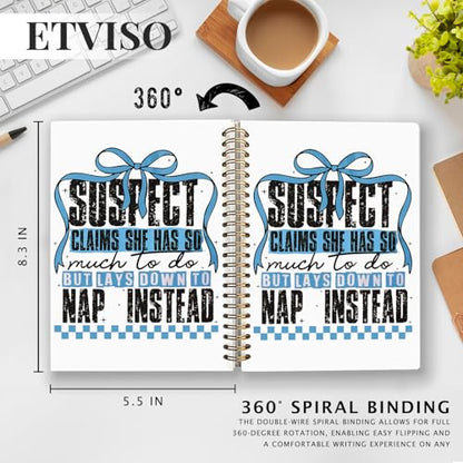 Retro Coquette Blue Bow Notebook, Trendy Preppy Checkered Journal, Preppy Aesthetic Notebooks for Women, Suspect Claims She Has So Much to Do Hardcover Spiral Notebooks 5.5x8.3 Inch - color: 05-Bible(01-blue)